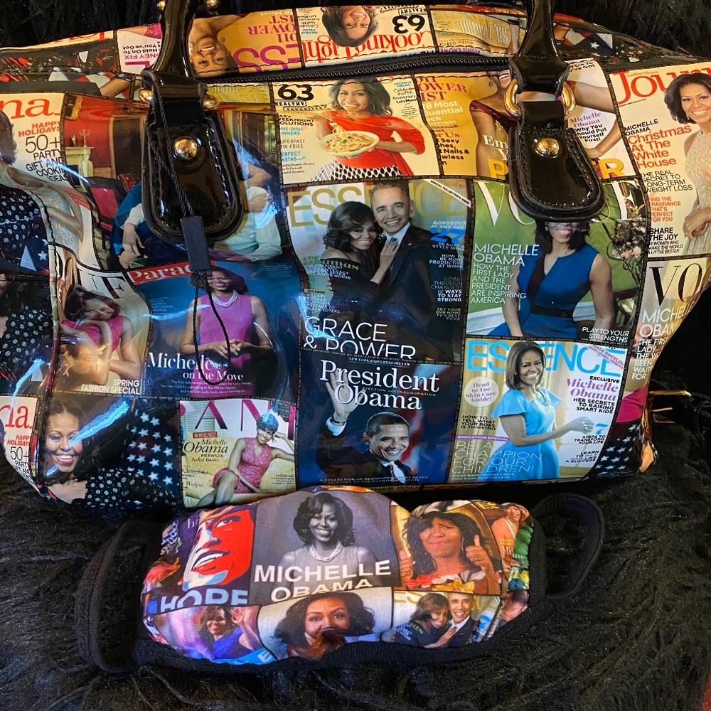 Michelle barack obama hand bag with mask